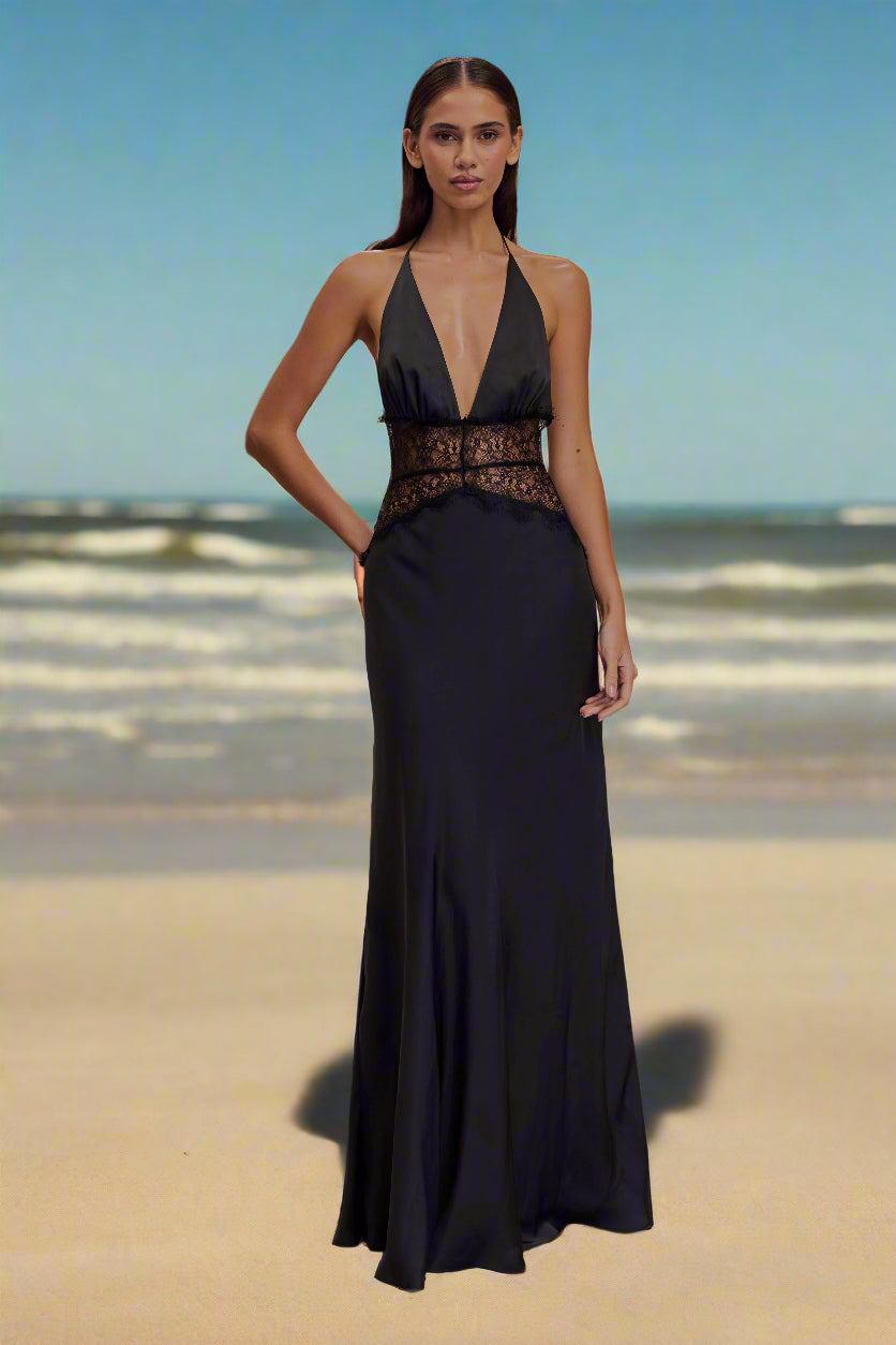 Noiréa Lace and Satin Dress - Luxurise Fashion - 