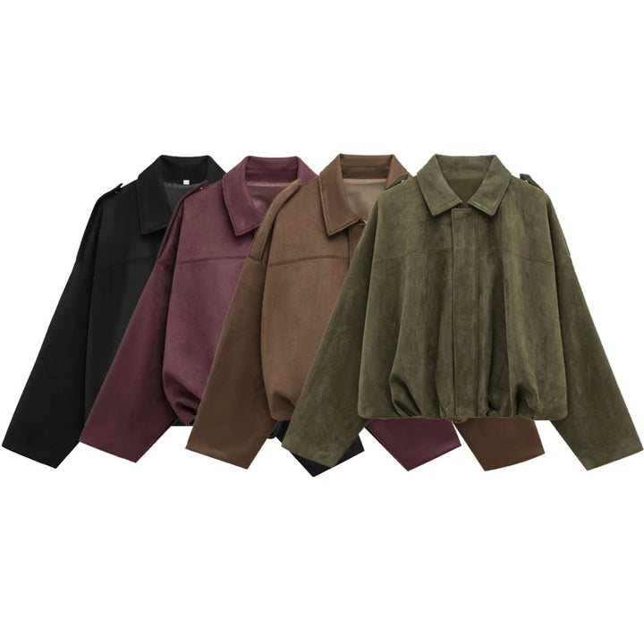 VIRAL Suedine Bomber Jacket - Luxurise Fashion - 