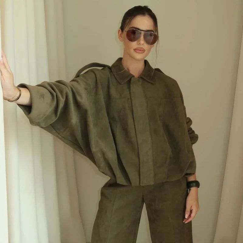 VIRAL Suedine Bomber Jacket - Luxurise Fashion - 