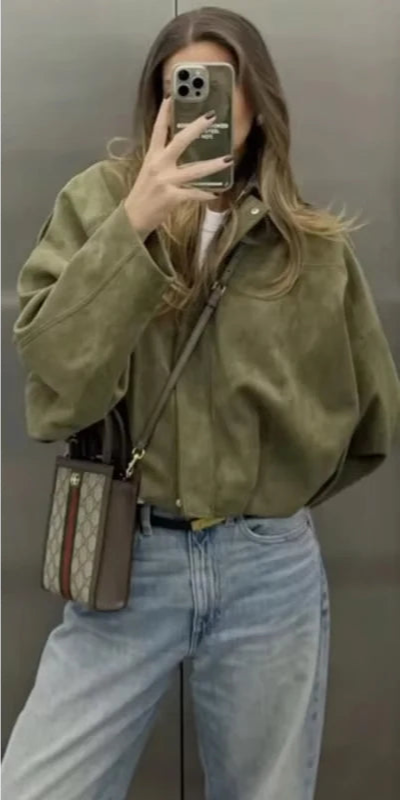 VIRAL Suedine Bomber Jacket - Luxurise Fashion - 