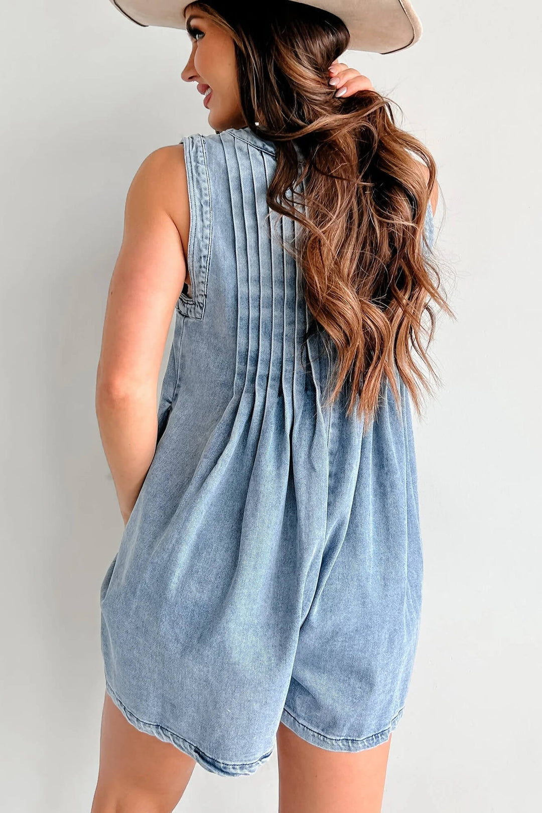 Abbey™ | Light Denim Romper with Tie Closure - Luxurise Fashion - 