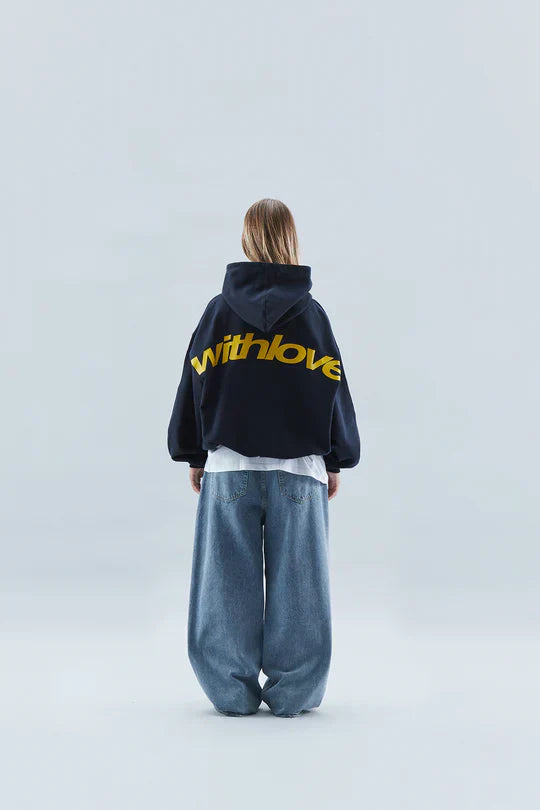 The viral "WITH LOVE" Hoodie NAVY - Luxurise Fashion - loungewear