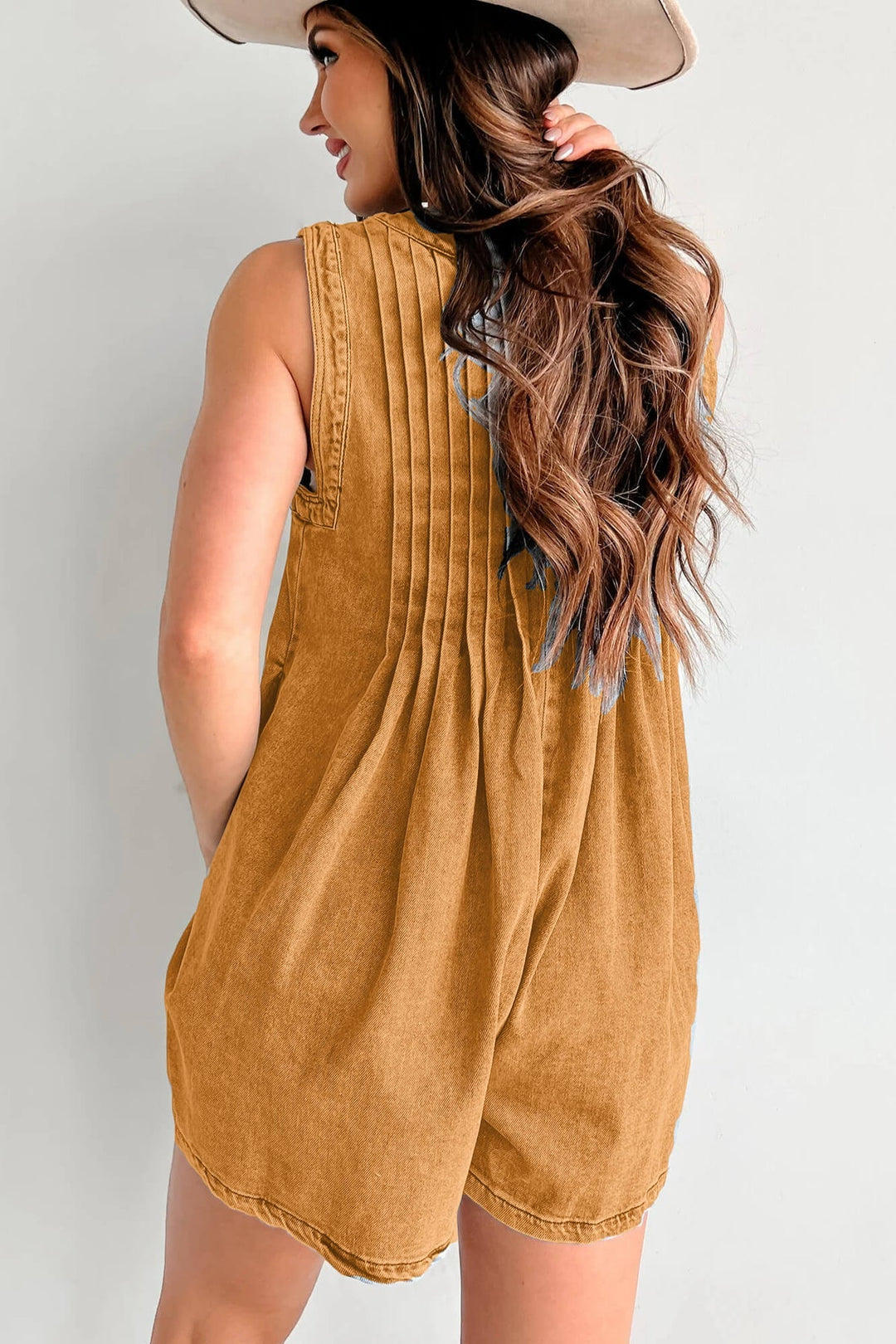 Abbey™ | Light Denim Romper with Tie Closure - Luxurise Fashion - 